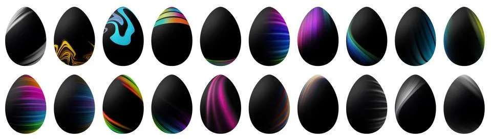 Colorful Easter Eggs set, multicolored Eggs set イラスト素材