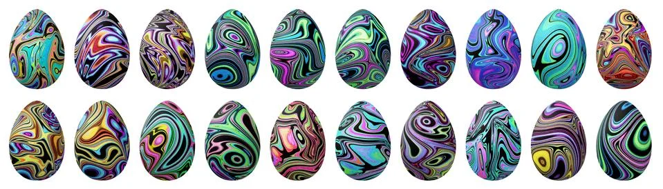 Colorful Easter Eggs set, multicolored Eggs set イラスト素材