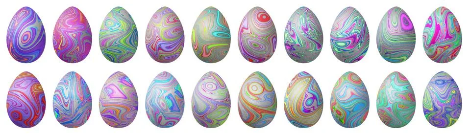 Colorful Easter Eggs set, multicolored Eggs set 库存插图