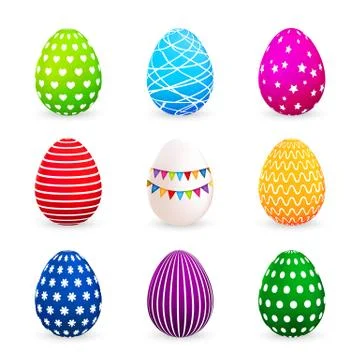 Colorful Easter eggs set. Vector illustration Stock Illustration