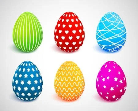 Colorful Easter eggs set. Vector illustration Stock Illustration