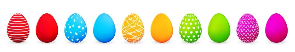 Colorful Easter eggs set on white background. Vector illustration Stock Illustration