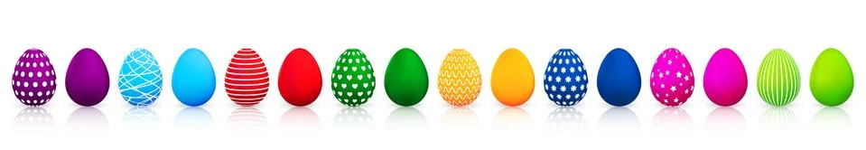 Colorful Easter eggs set on white background. Vector illustration Stock Illustration