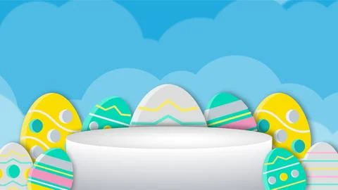 Colorful Easter Eggs with Spring Background for Celebrations. 스톡 일러스트