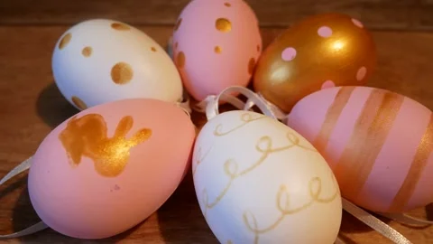 Colorful Easter eggs on the table Stock Footage 168665111