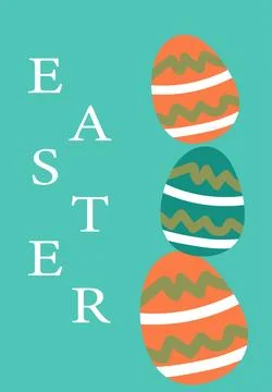 Colorful easter eggs on teal background with festive patterns 스톡 일러스트