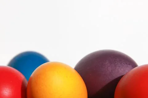 Colorful Easter eggs texture white background Stock Photos