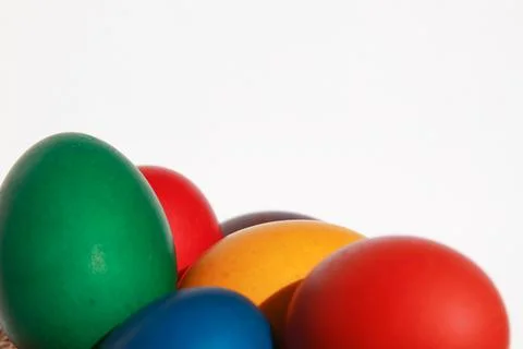 Colorful Easter eggs texture white background Stock Photos