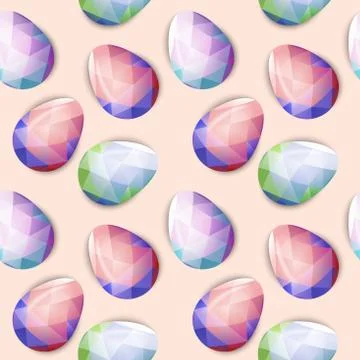 Colorful Easter eggs wallpaper. Polygonal vector design, low pol Illustrazione stock
