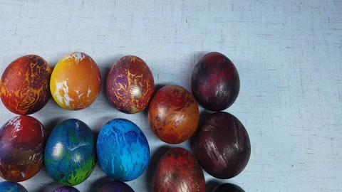 Colorful Easter eggs on a white background Stock Footage 128731603
