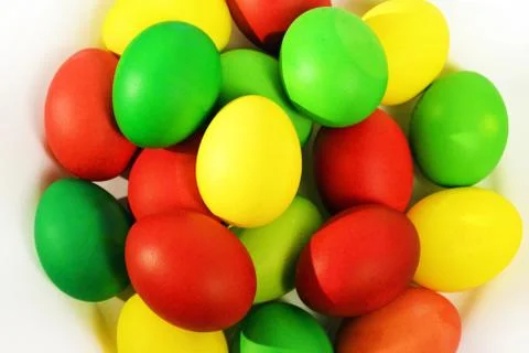 Colorful Easter eggs on white background. Foto stock