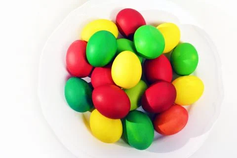 Colorful Easter eggs on white background. Stock Photos