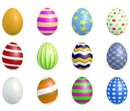 Colorful easter eggs on white isolated background Stock Illustration