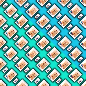 Colorful Easter Eggs with Willow Twigs gift Box with Hearts on turquoise blue Stock Illustration