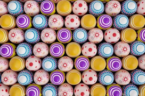 Colorful Easter eggs on wood 3D render Stock Illustration