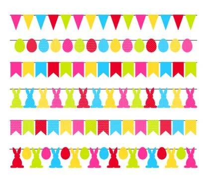 Colorful Easter garland flags isolated on white background vector Stock Illustration