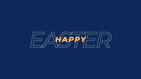 Colorful easter greeting Happy Easter in yellow letters on blue background Vídeo Stock 267016711