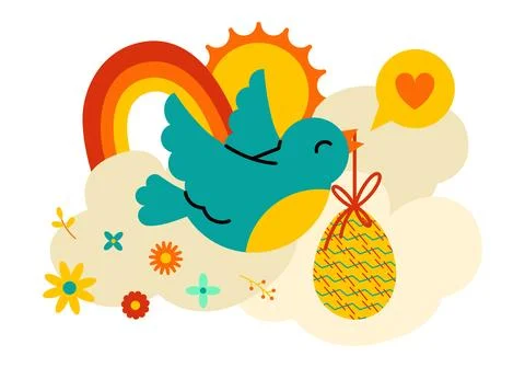 Colorful Easter illustration in flat style. Stock Illustration