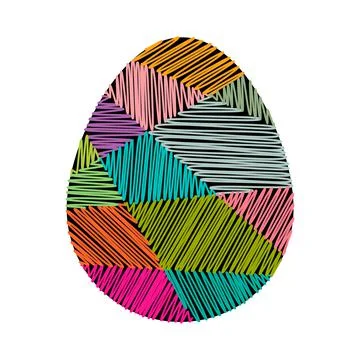 Colorful Easter scribble egg isolated on a white background for embroidery Stock Illustration