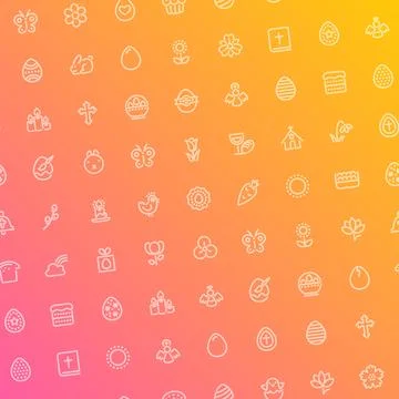 Colorful Easter Seamless Pattern with Icons Stock Illustration