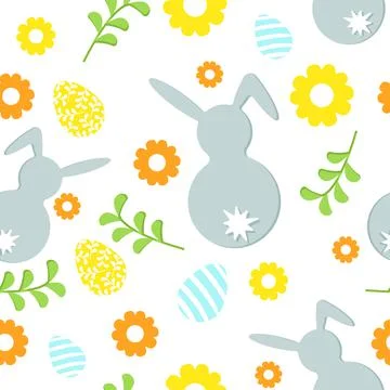 Colorful easter seamless pattern. Isolated on white background Illustrazione stock