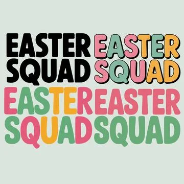 Colorful easter squad typography design on a light gray background Stock Illustration