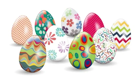 Colorful easter swinging eggs with various designs celebrating spring festi.. Stock Footage 305628470