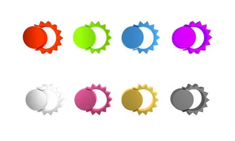 Colorful Eclipse of the sun icon isolated on white background. Total sonar .. Ilustração Stock