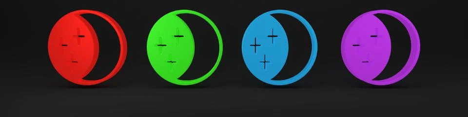 Colorful Eclipse of the sun icon isolated on black background. Total sonar .. Stock Illustration