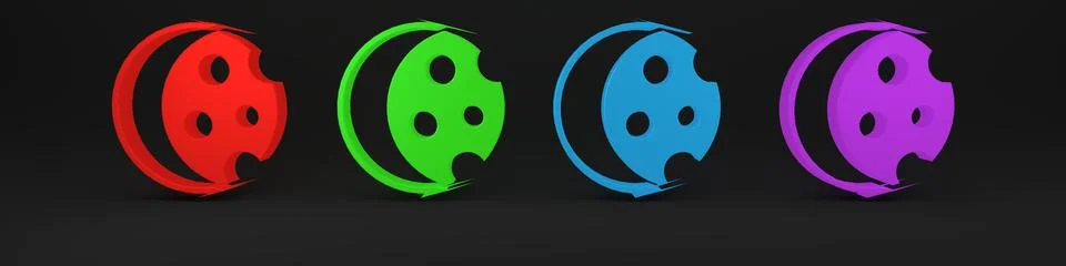 Colorful Eclipse of the sun icon isolated on black background. Total sonar .. Stock Illustration