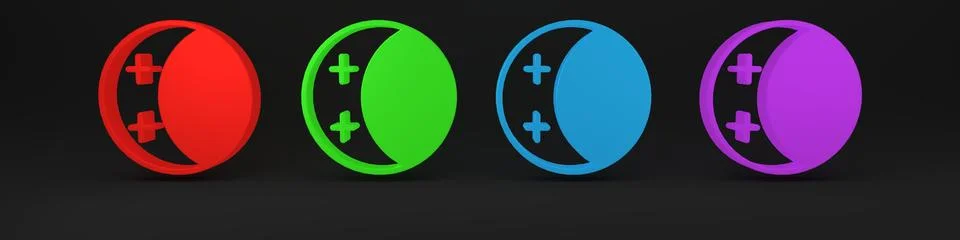 Colorful Eclipse of the sun icon isolated on black background. Total sonar .. Stock Illustration