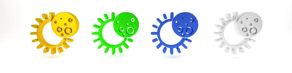 Colorful Eclipse of the sun icon isolated on white background. Total sonar .. Stock Photos