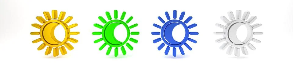 Colorful Eclipse of the sun icon isolated on white background. Total sonar .. Stock Photos