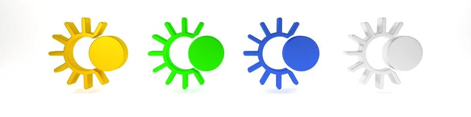 Colorful Eclipse of the sun icon isolated on white background. Total sonar .. Stock Photos