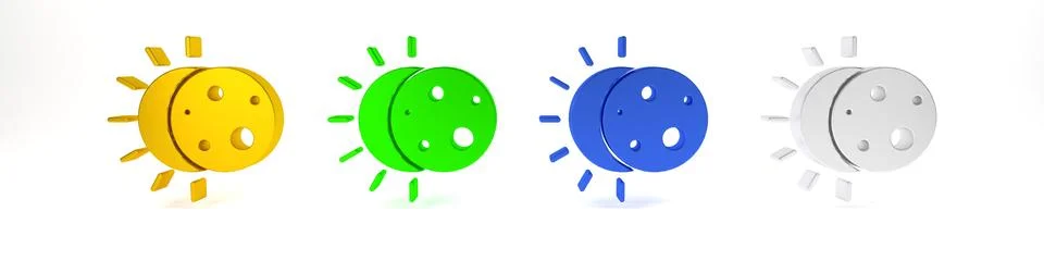 Colorful Eclipse of the sun icon isolated on white background. Total sonar .. Stock Photos