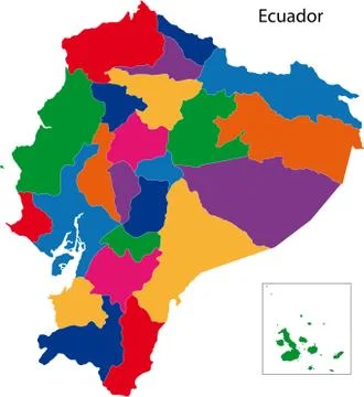 Colorful ecuador map Stock Illustration