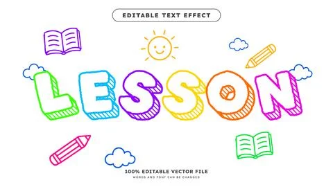 Colorful editable text effect template marker doodle text style Stockillustratie