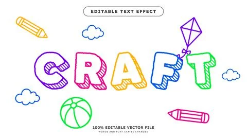 Colorful editable text effect template marker doodle text style Stockillustratie