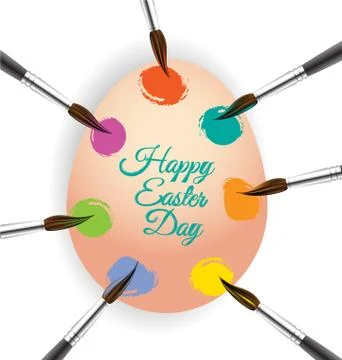 Colorful egg and brush for Easter day card Stock Illustration