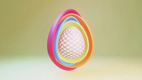 Colorful egg shell and dotted egg rotate on a bright background. 3D render Stock Footage 170324105