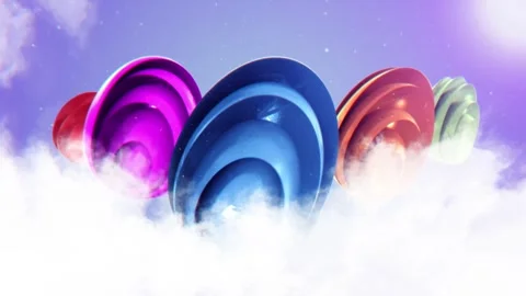 Colorful Eggs In Clouds Video stock 306149207