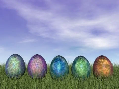 Colorful eggs for easter - 3D render Stock Illustration