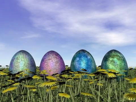 Colorful eggs for easter - 3D render Stock Illustration