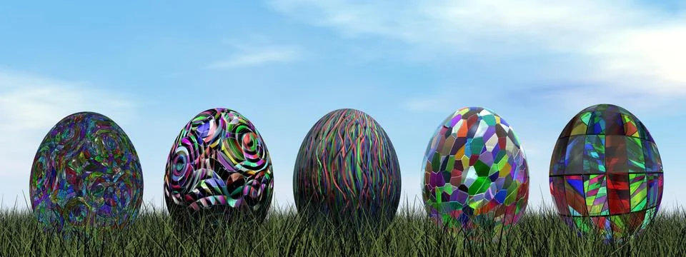Colorful eggs for easter - 3D render Stock Illustration