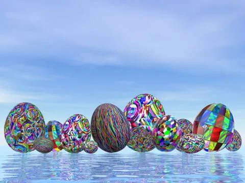 Colorful eggs for easter - 3D render Stock Illustration