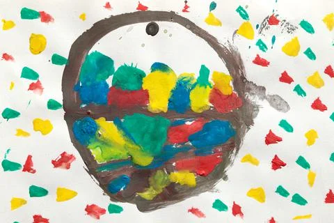 Colorful eggs for Easter in Basket Stock Illustration