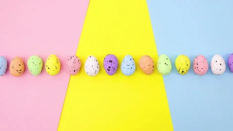 Colorful eggs for Easter passing on colorful theme. Stop motion Video stock 149245137