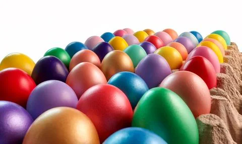 Colorful eggs in egg cartons, Easter Stock Photos