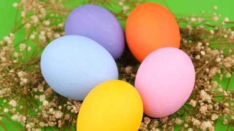 Colorful eggs rotate Stock Footage 238904841