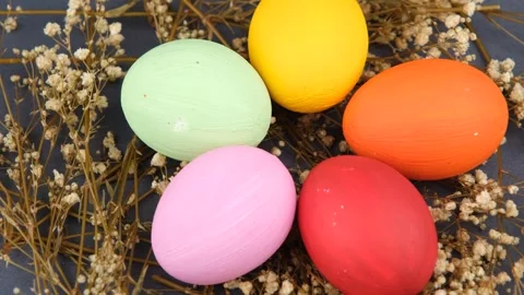 Colorful eggs rotate Stock Footage 242839648